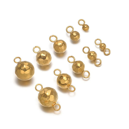 Stainless Steel Faceted Ball Charms & Connectors