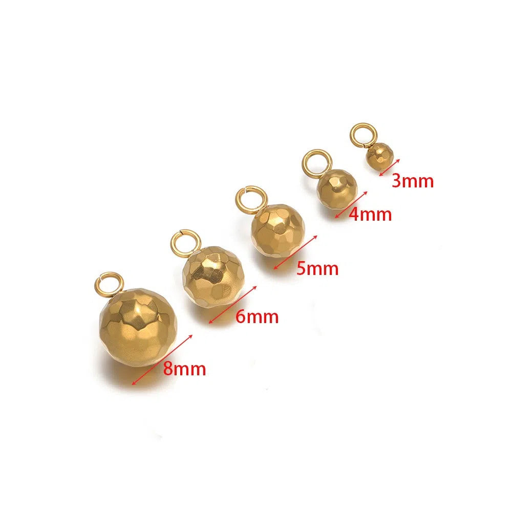 Stainless Steel Faceted Ball Charms & Connectors