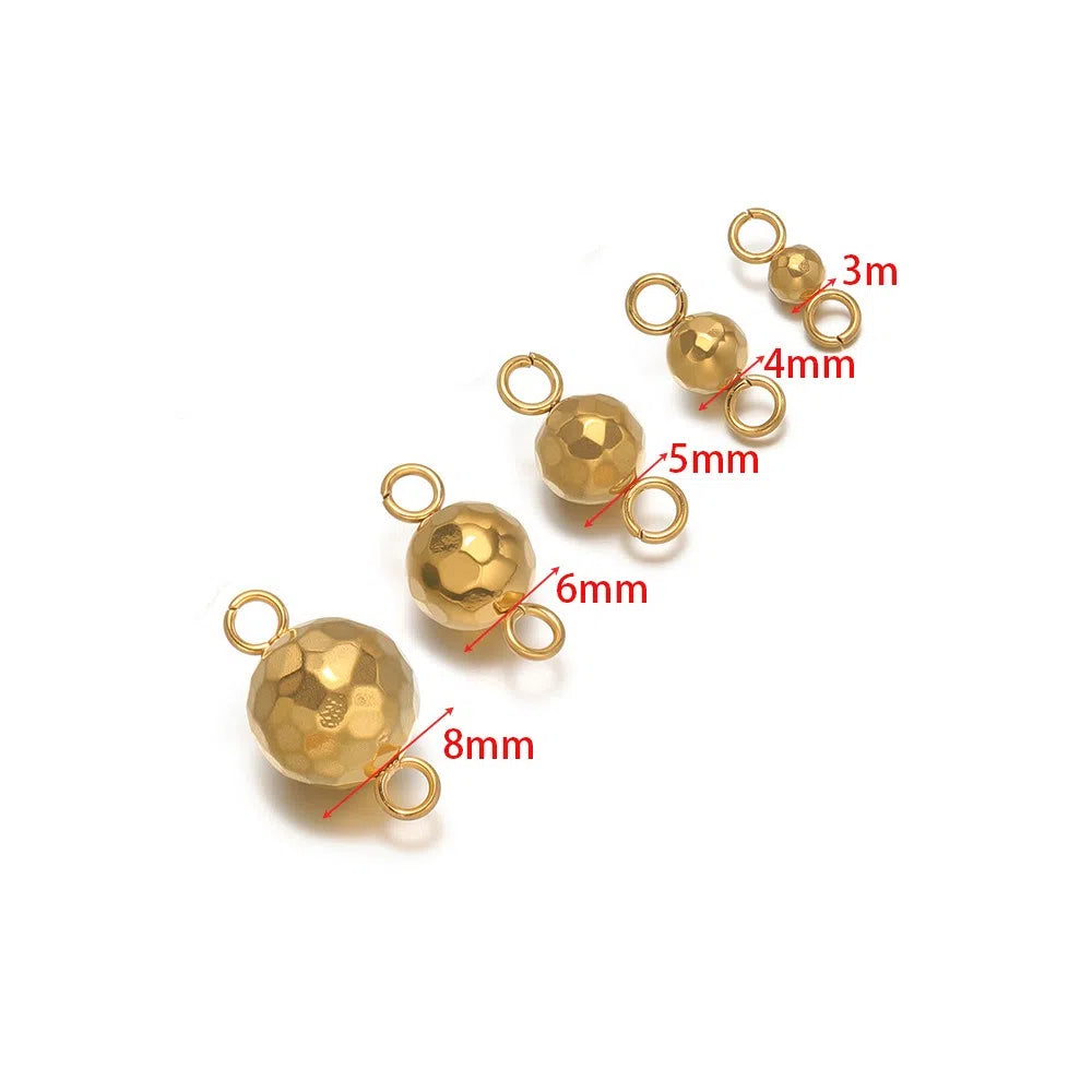 Stainless Steel Faceted Ball Charms & Connectors