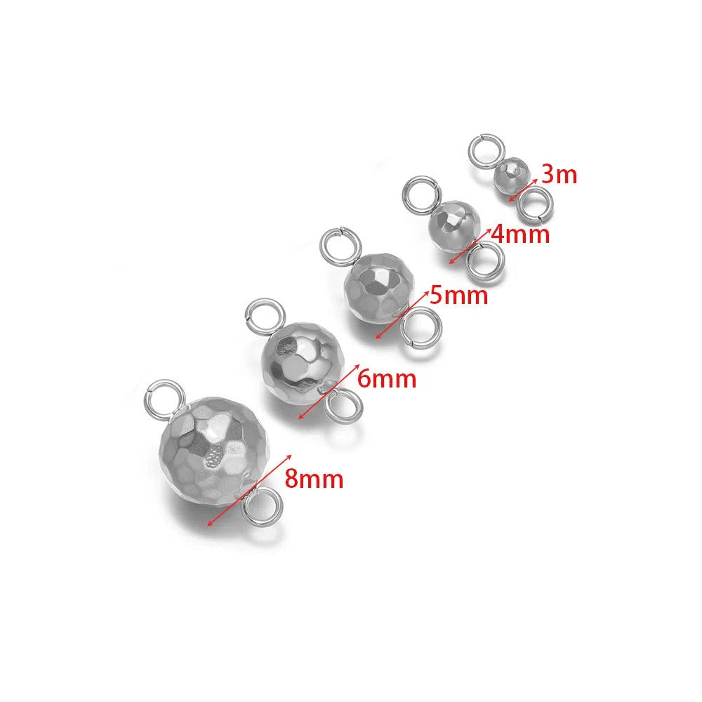 Stainless Steel Faceted Ball Charms & Connectors