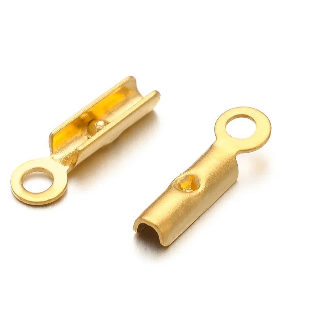Stainless Steel Fold-Over Cord Ends with Loop