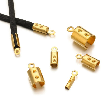 Stainless Steel Fold-Over Cord Ends with Loop