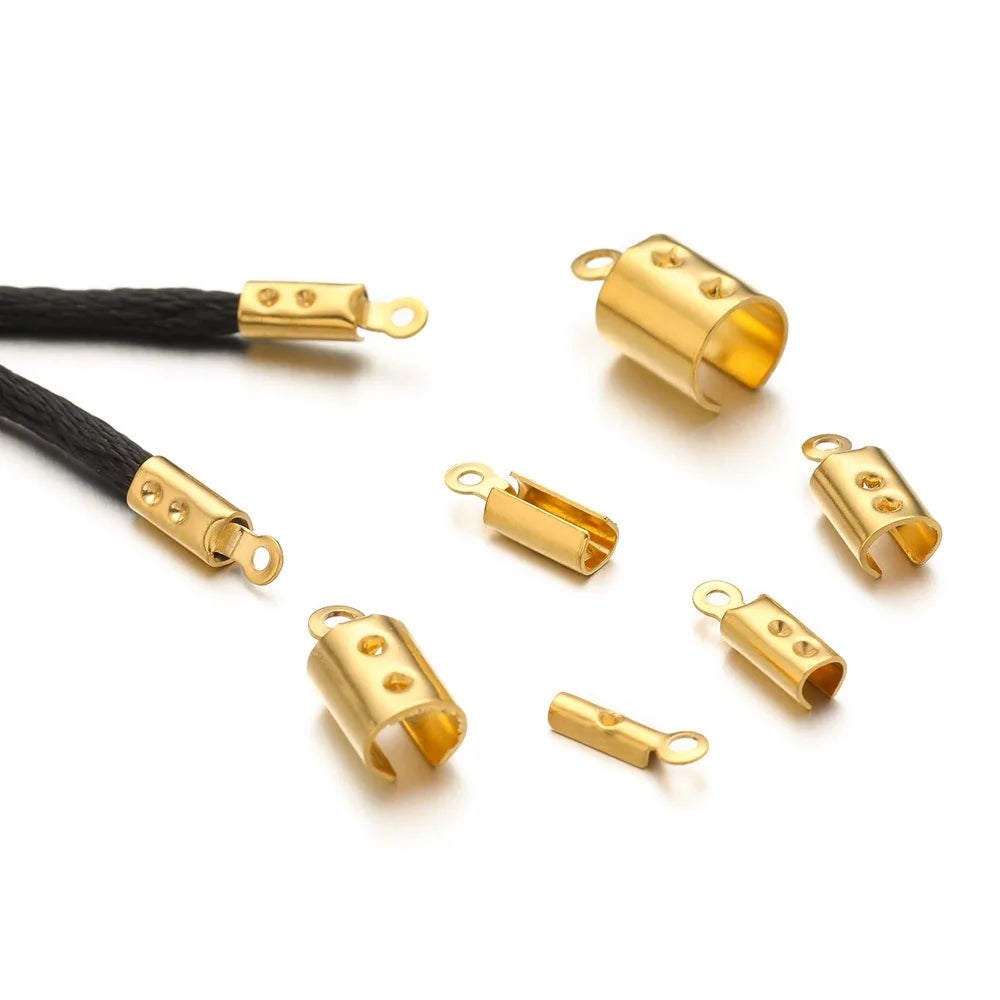 Stainless Steel Fold-Over Cord Ends with Loop