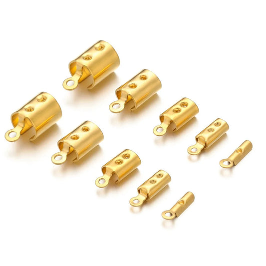 Stainless Steel Fold-Over Cord Ends with Loop