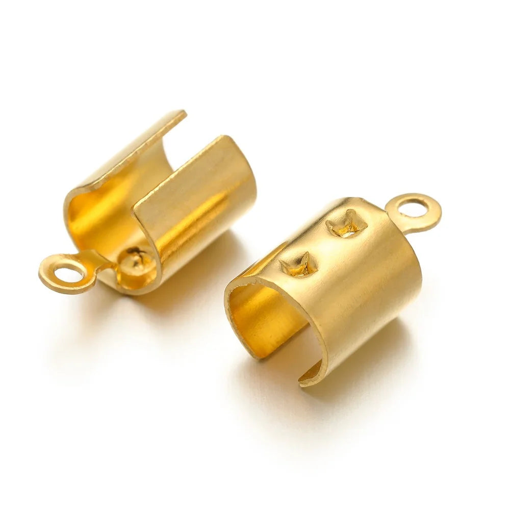 Stainless Steel Fold-Over Cord Ends with Loop