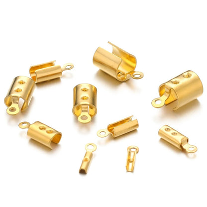 Stainless Steel Fold-Over Cord Ends with Loop