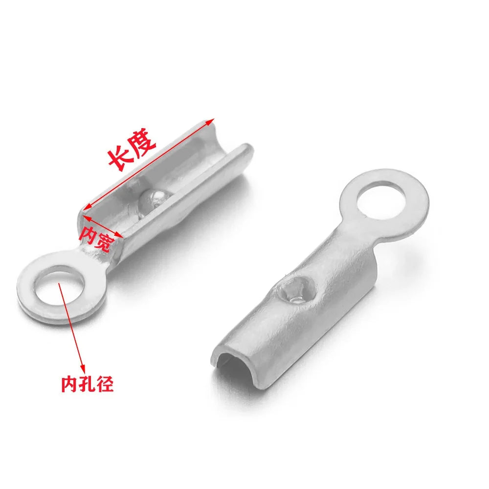 Stainless Steel Fold-Over Cord Ends with Loop