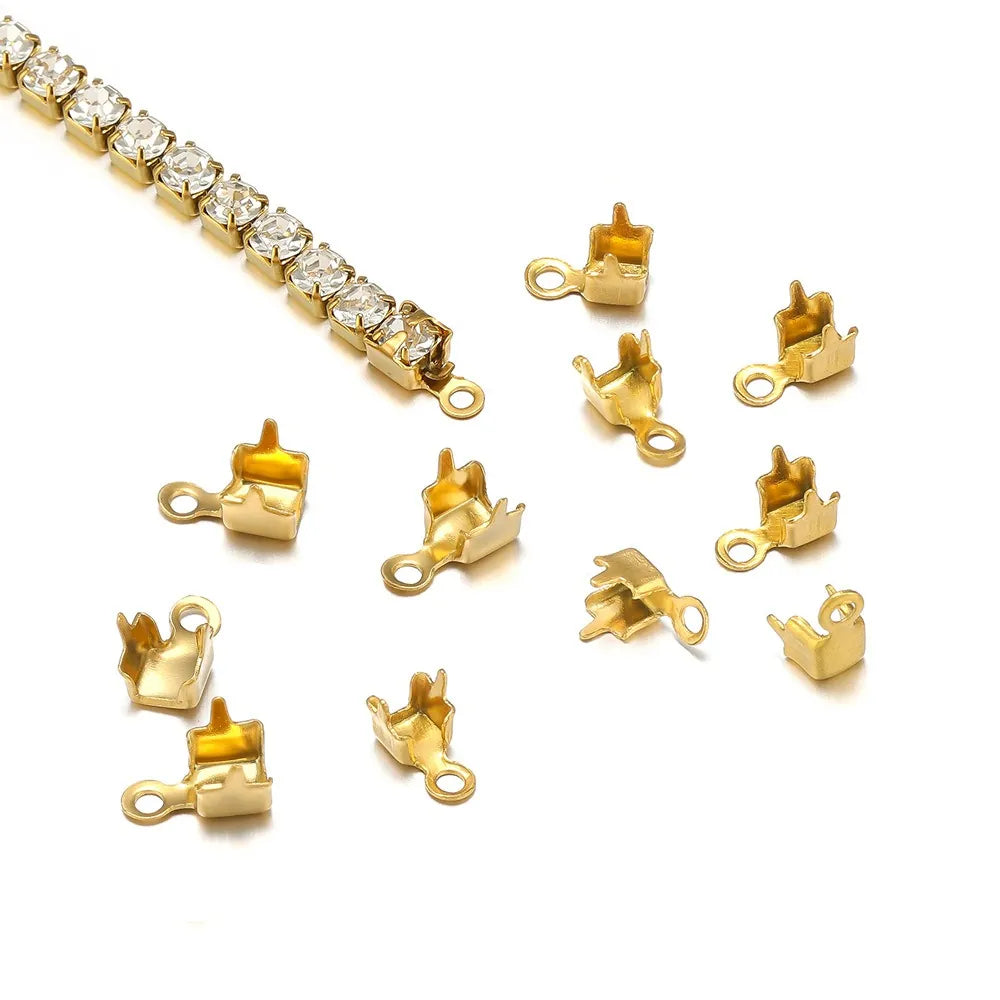 Stainless Steel Fold-Over Crimp Ends with Loop