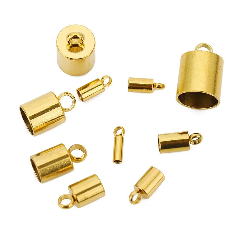 Stainless Steel Glue-In Cord End Caps with Loop