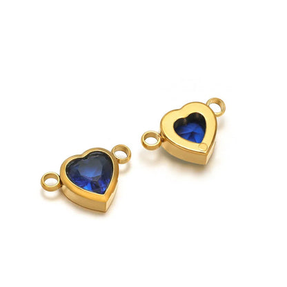 Stainless Steel Heart Crystal Charms & Connectors