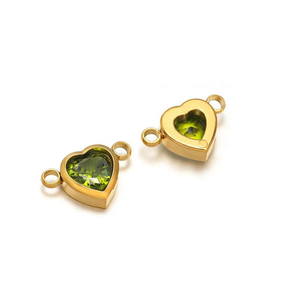 Stainless Steel Heart Crystal Charms & Connectors