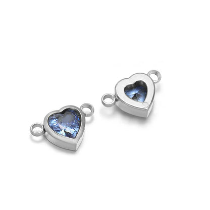 Stainless Steel Heart Crystal Charms & Connectors