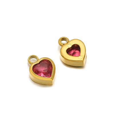 Stainless Steel Heart Crystal Charms & Connectors