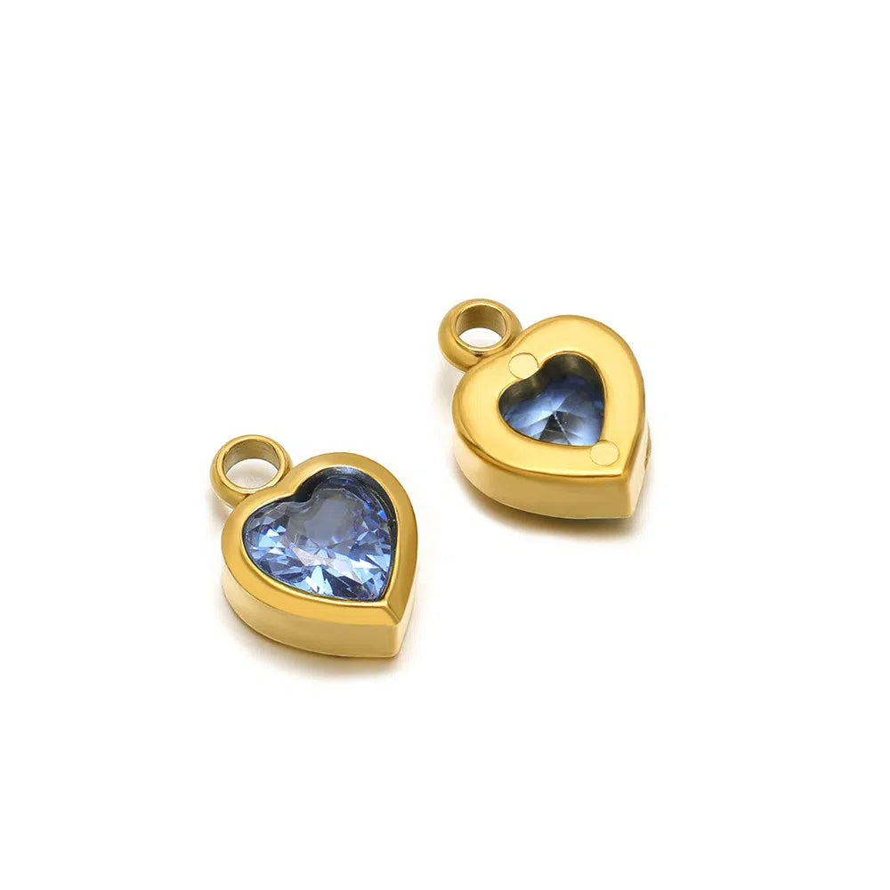 Stainless Steel Heart Crystal Charms & Connectors