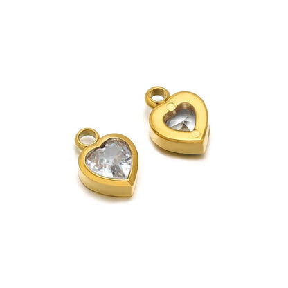 Stainless Steel Heart Crystal Charms & Connectors