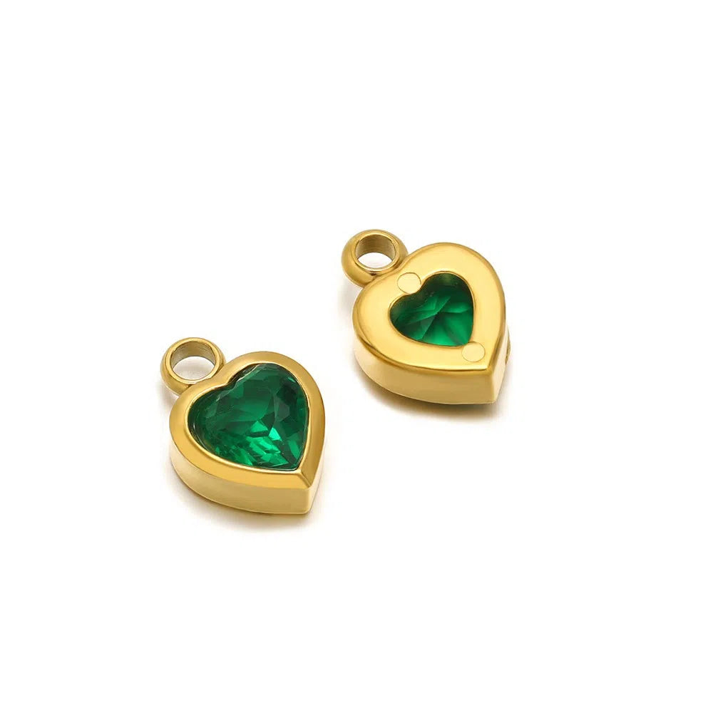 Stainless Steel Heart Crystal Charms & Connectors