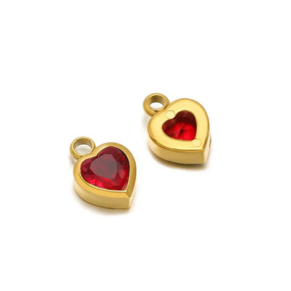 Stainless Steel Heart Crystal Charms & Connectors