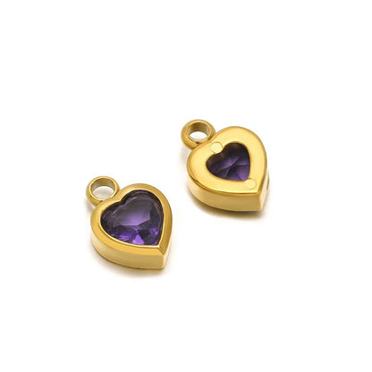 Stainless Steel Heart Crystal Charms & Connectors