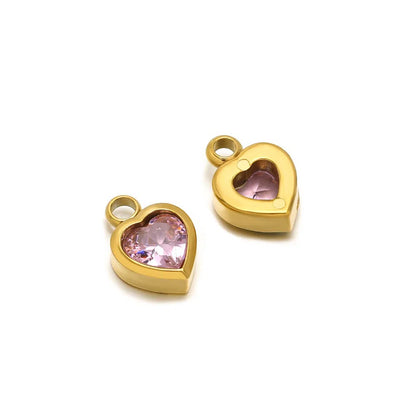Stainless Steel Heart Crystal Charms & Connectors