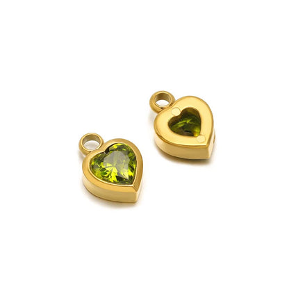 Stainless Steel Heart Crystal Charms & Connectors