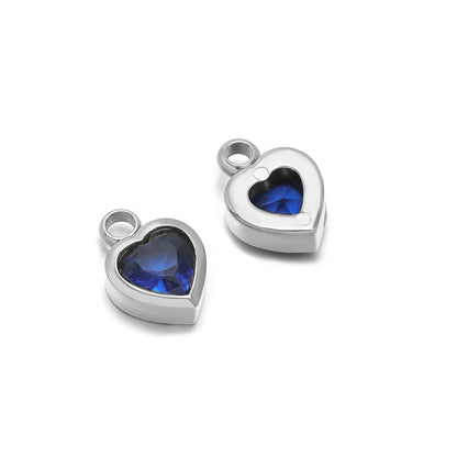 Stainless Steel Heart Crystal Charms & Connectors