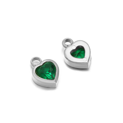 Stainless Steel Heart Crystal Charms & Connectors