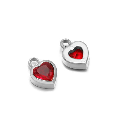 Stainless Steel Heart Crystal Charms & Connectors