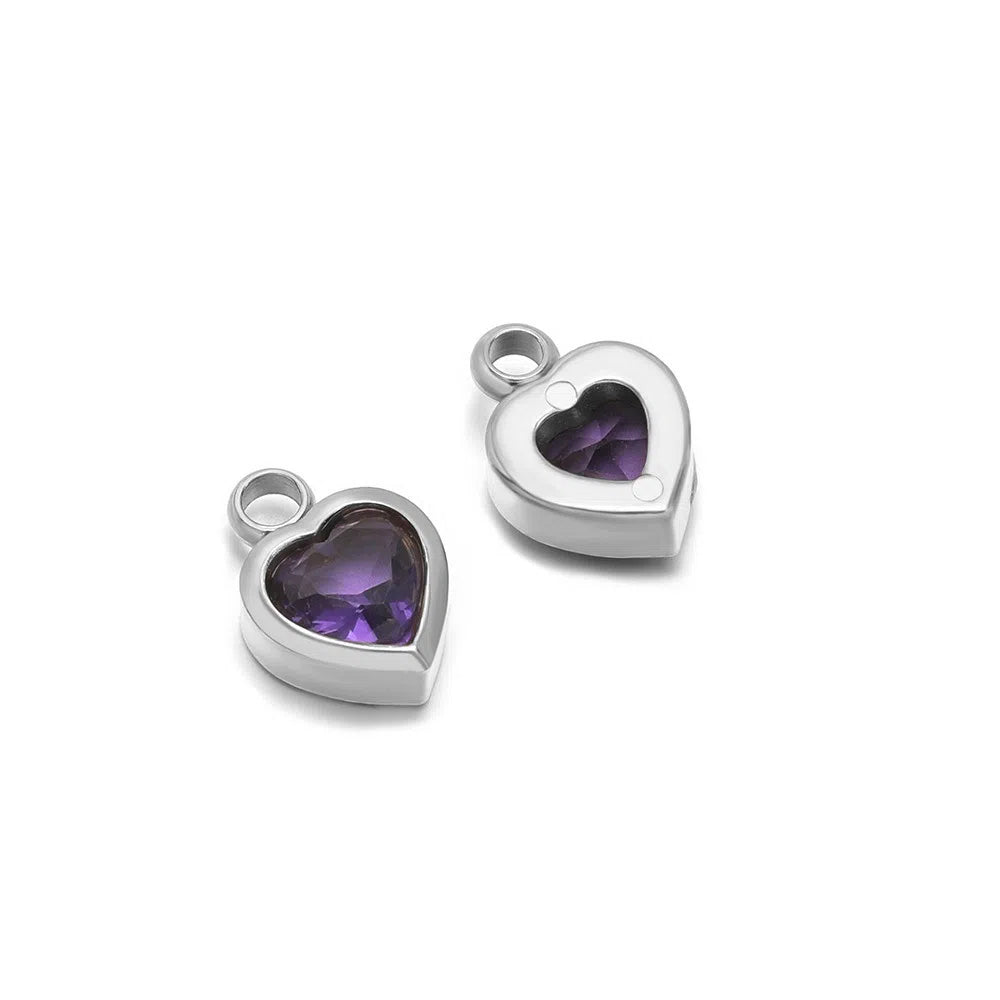 Stainless Steel Heart Crystal Charms & Connectors