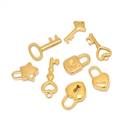 Stainless Steel Heart Key Charms