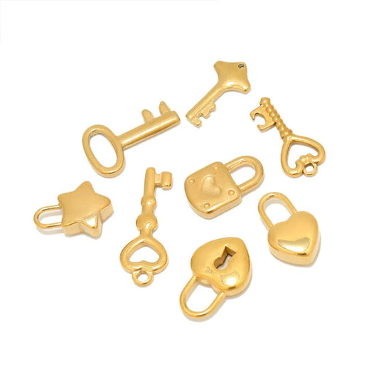 Stainless Steel Heart Key Charms
