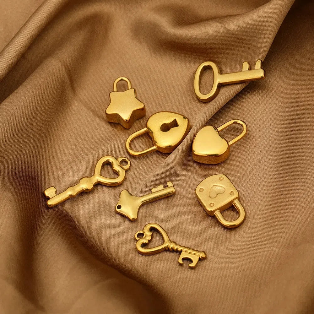Stainless Steel Heart Key Charms