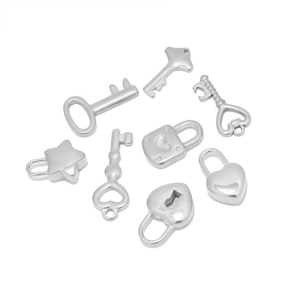 Stainless Steel Heart Key Charms