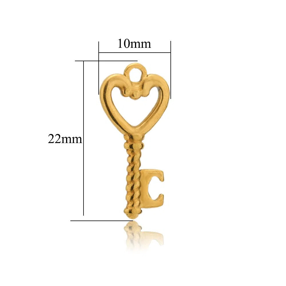 Stainless Steel Heart Key Charms