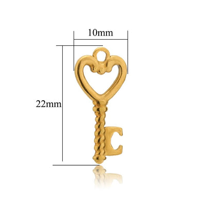 Stainless Steel Heart Key Charms