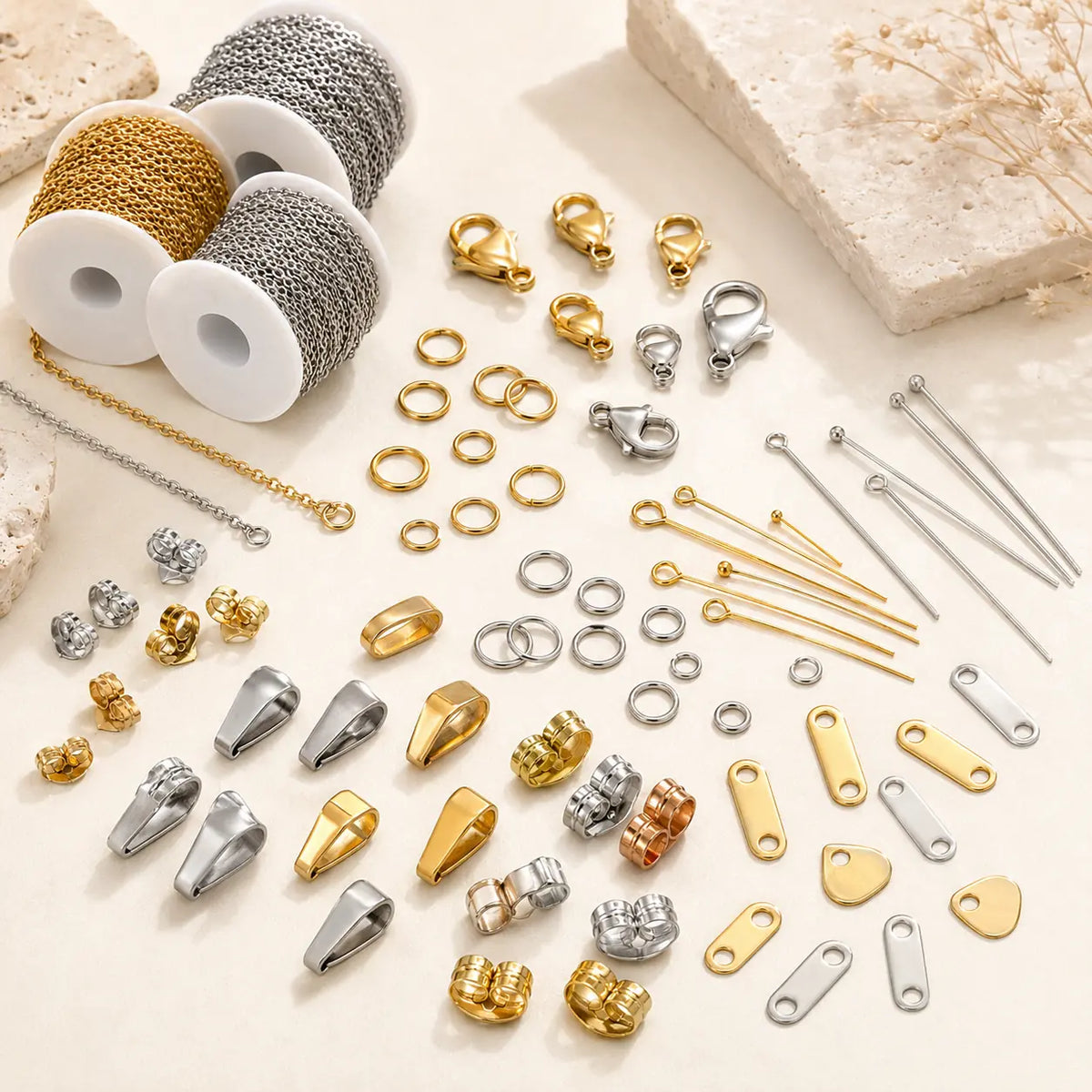 Bulk stainless steel jewelry findings, chains and components for volume orders