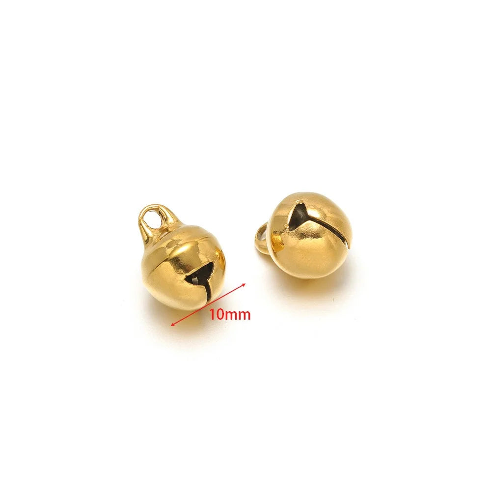 Stainless Steel Jingle Bell Charms with Loop