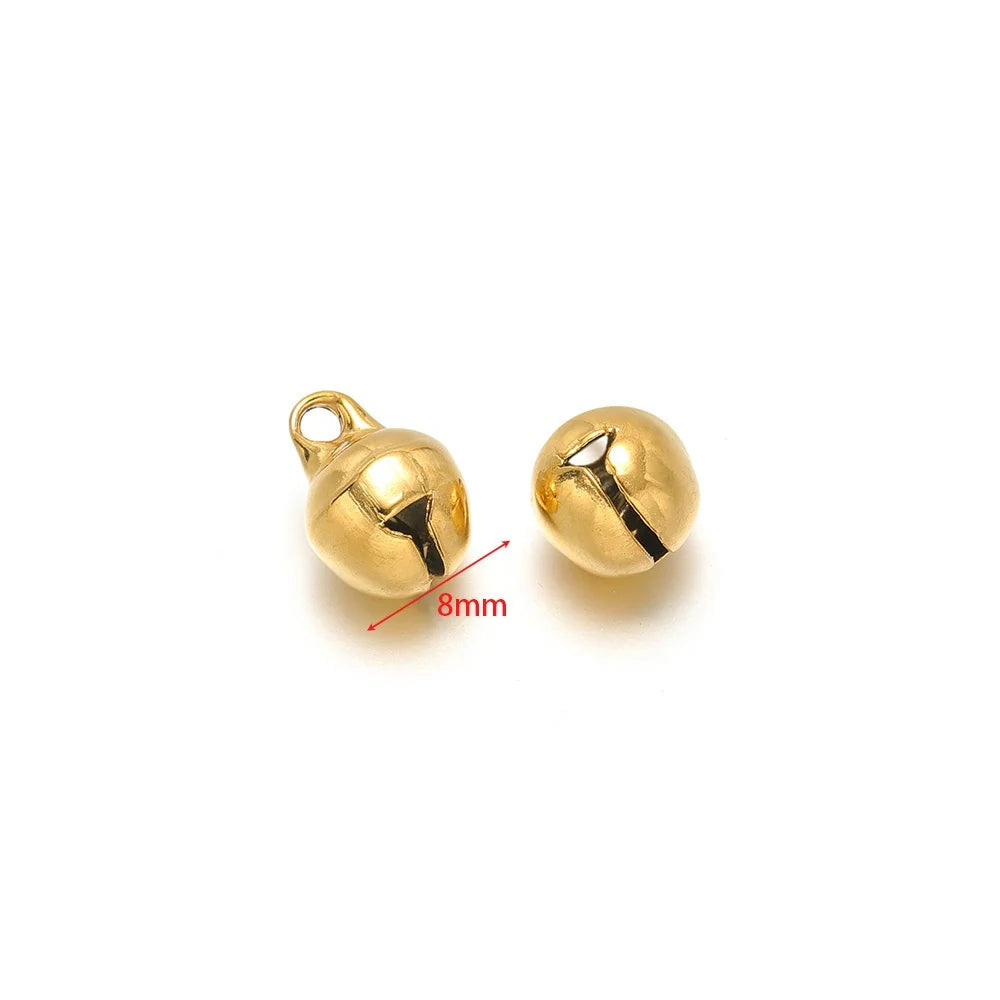 Stainless Steel Jingle Bell Charms with Loop