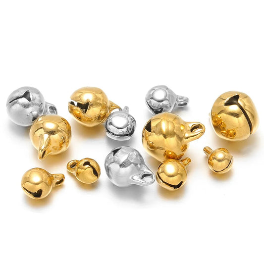 Stainless Steel Jingle Bell Charms with Loop