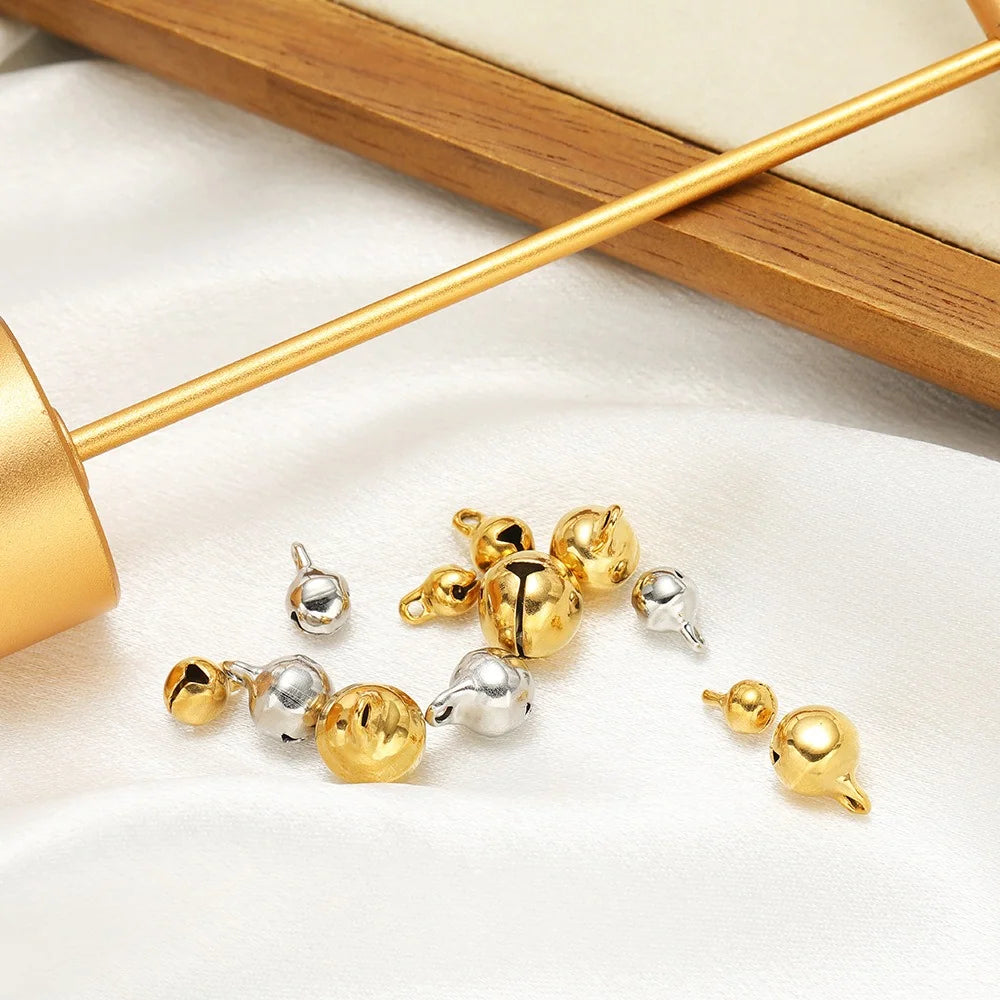 Stainless Steel Jingle Bell Charms with Loop