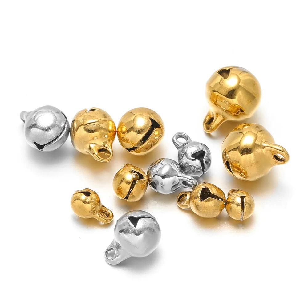 Stainless Steel Jingle Bell Charms with Loop