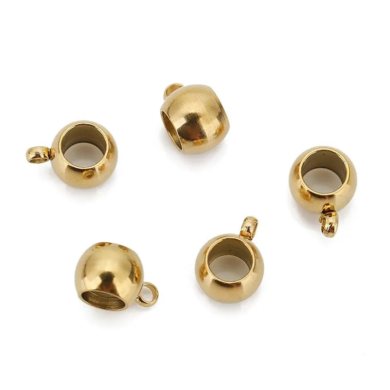 Stainless Steel Large Hole Bail Beads with Loop