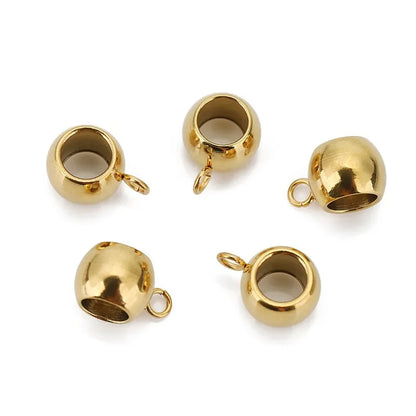 Stainless Steel Large Hole Bail Beads with Loop