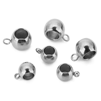Stainless Steel Large Hole Bail Beads with Loop