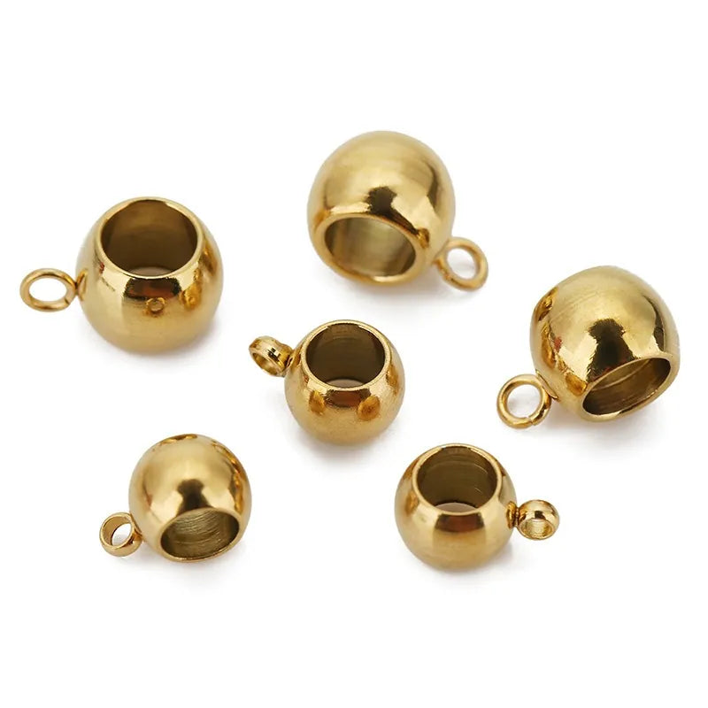 Stainless Steel Large Hole Bail Beads with Loop