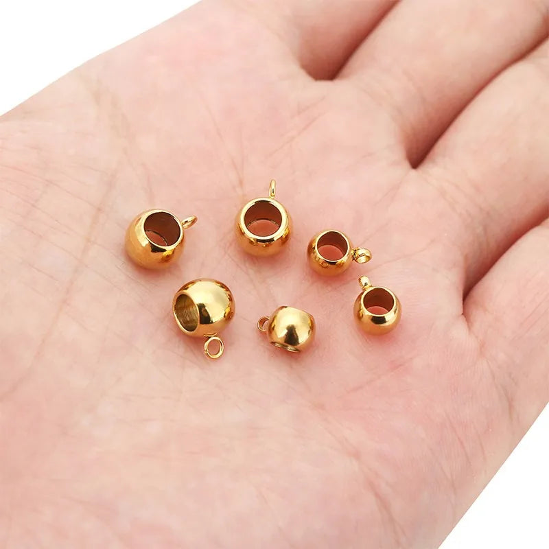 Stainless Steel Large Hole Bail Beads with Loop