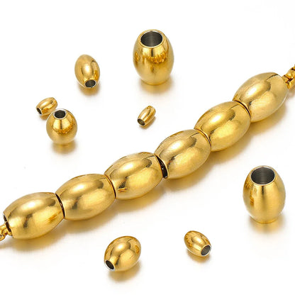 Stainless Steel Large Hole Oval Beads