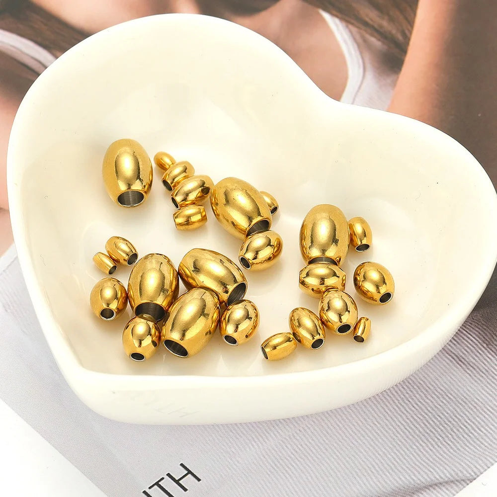 Stainless Steel Large Hole Oval Beads