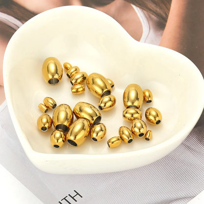 Stainless Steel Large Hole Oval Beads