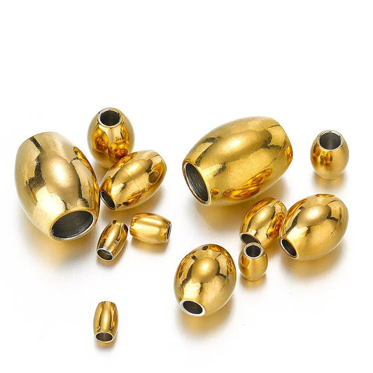 Stainless Steel Large Hole Oval Beads