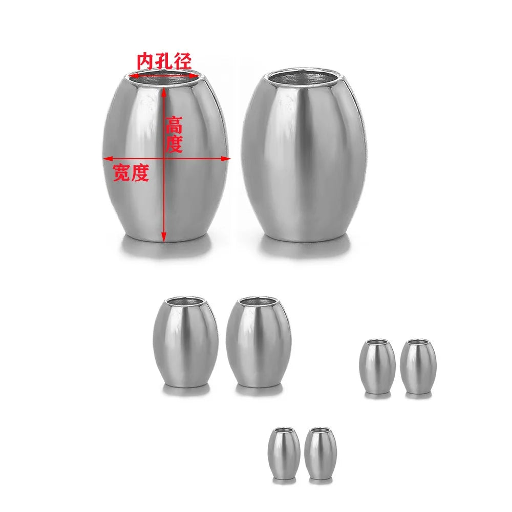 Stainless Steel Large Hole Oval Beads